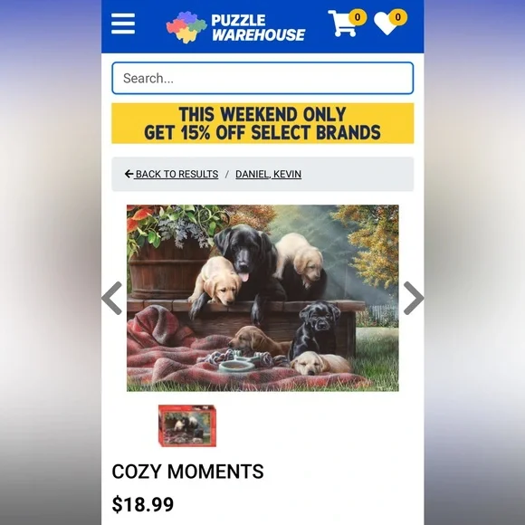 500 Pc DOG Puzzle 🧩 “Cozy Moments” Pic by Artist Kevin Daniel: Lab & Puppies - Picture 5 of 7